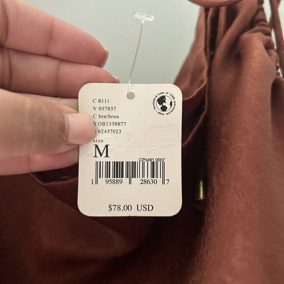 Free People Hattie Silky Tunic Women's Sexy Brown Dress New OB1358877 Medium - Picture 6 of 12